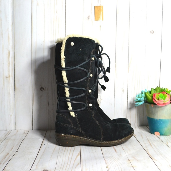 UGG AUSTRALIA Surfcat 5158 Black Leather Boots - Picture 2 of 6